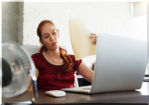 Woman studying in front of computer