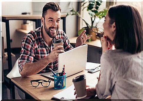 Man talking to his study partner