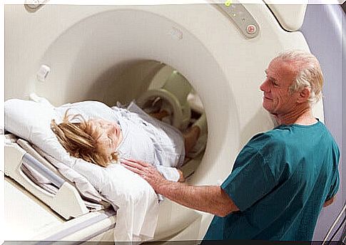 Woman having a CT scan to represent neuroscience research instruments