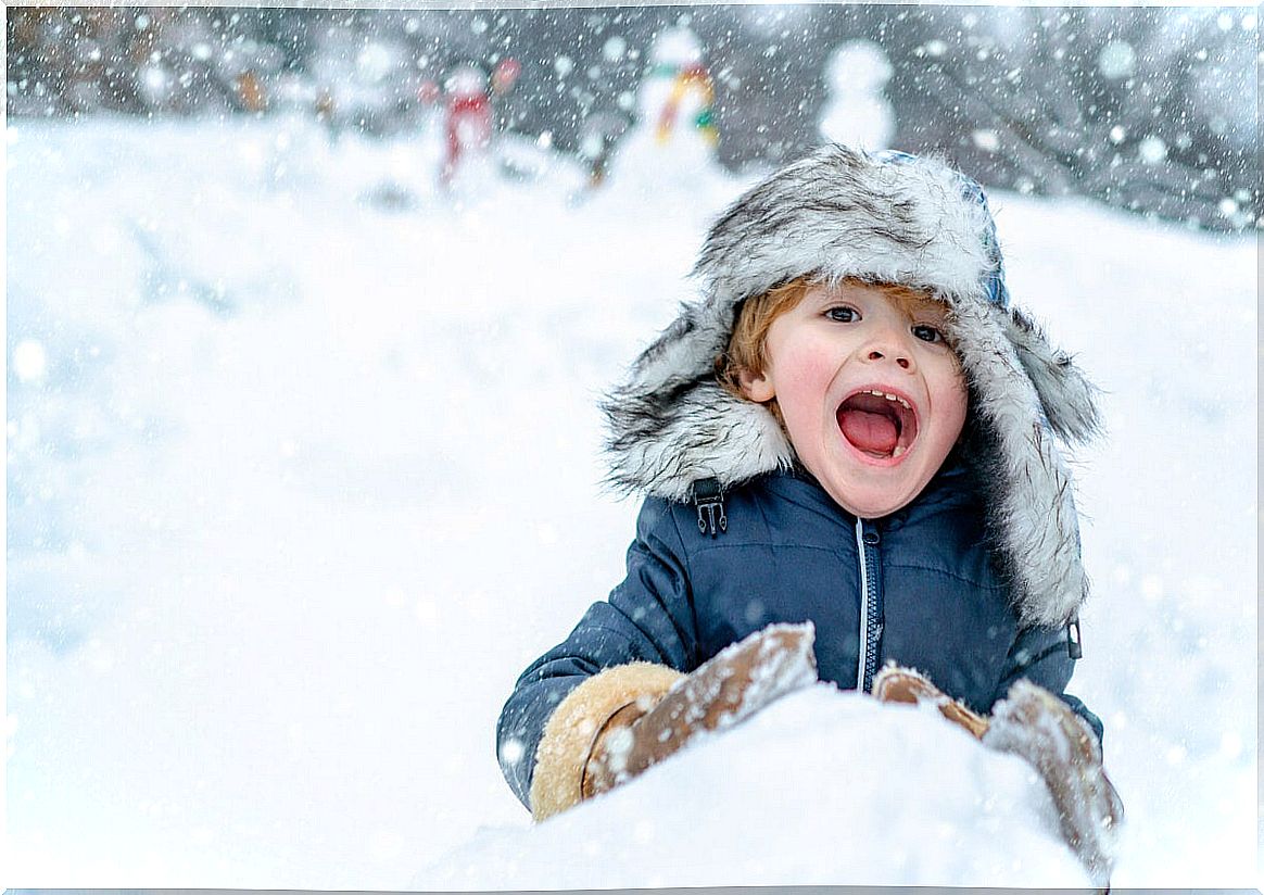 Boy having fun in the snow