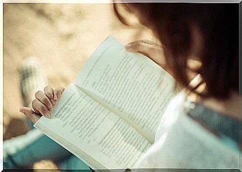 Anxious woman reading a book