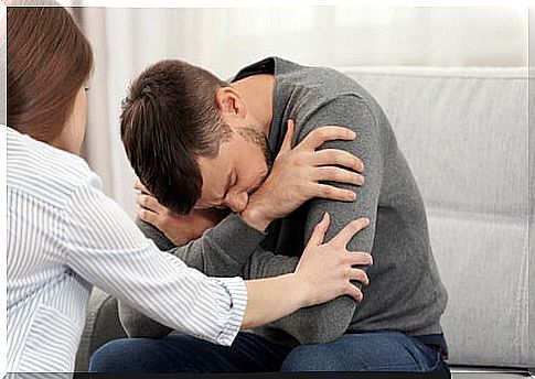 Man with depression accompanied by his girlfriend