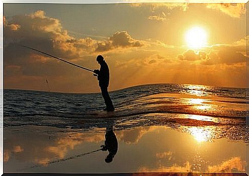 Man fishing with patience