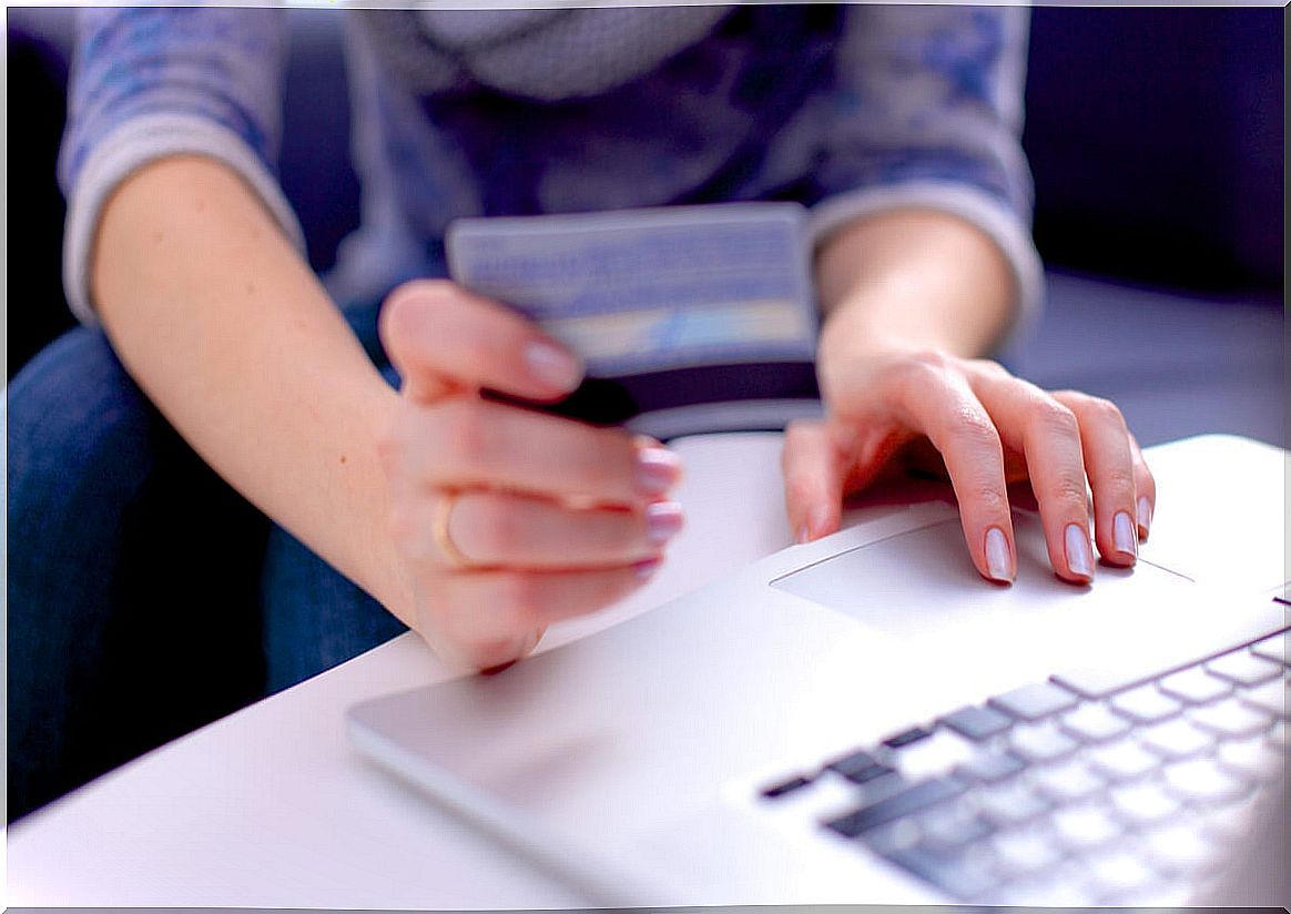 Woman buying online