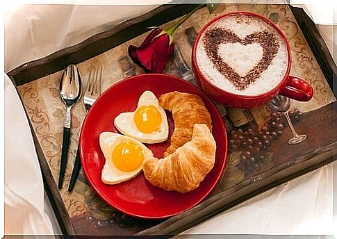 Breakfast on a tray and in bed