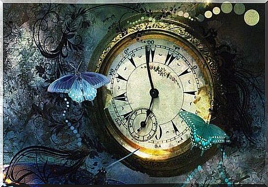 Clock with butterflies