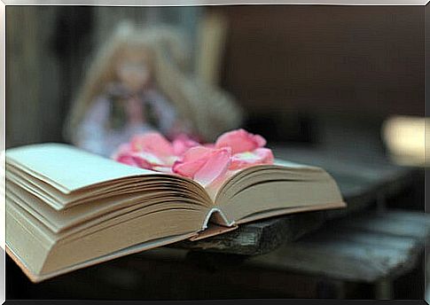 Open book with flowers