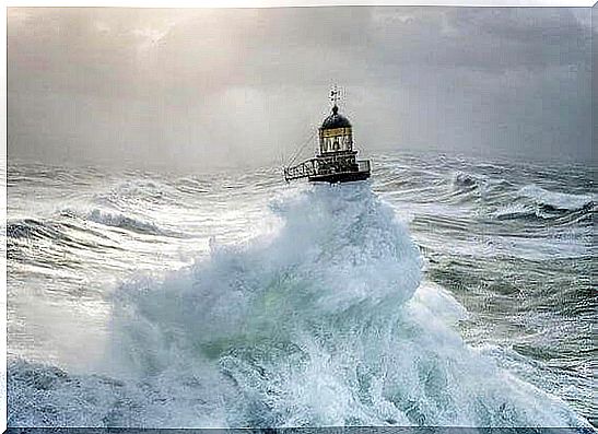 Lighthouse in the sea