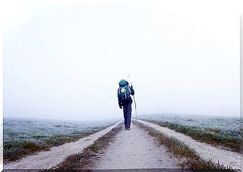 Man doing the Camino de Santiago