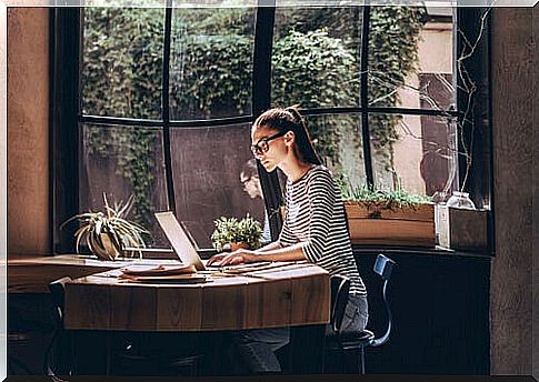 Woman with a computer